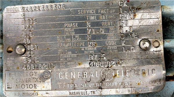 3 Units - General Electric 3 Hp, 1175 Rpm Motor)